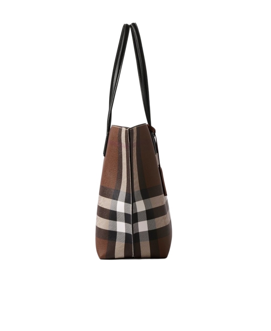 Shop Burberry Checked Logo-tag Tote Bag In Black