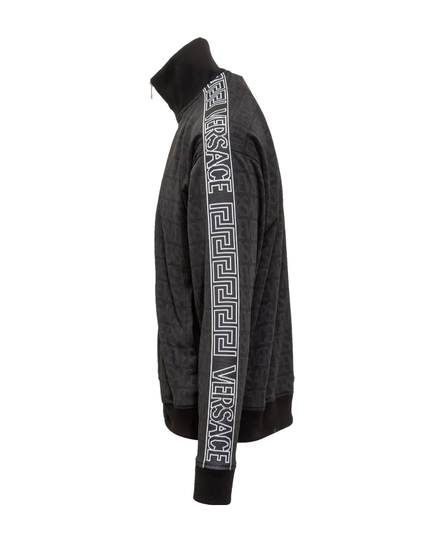 Versace Allover-pattern Cotton Track Jacket In Black