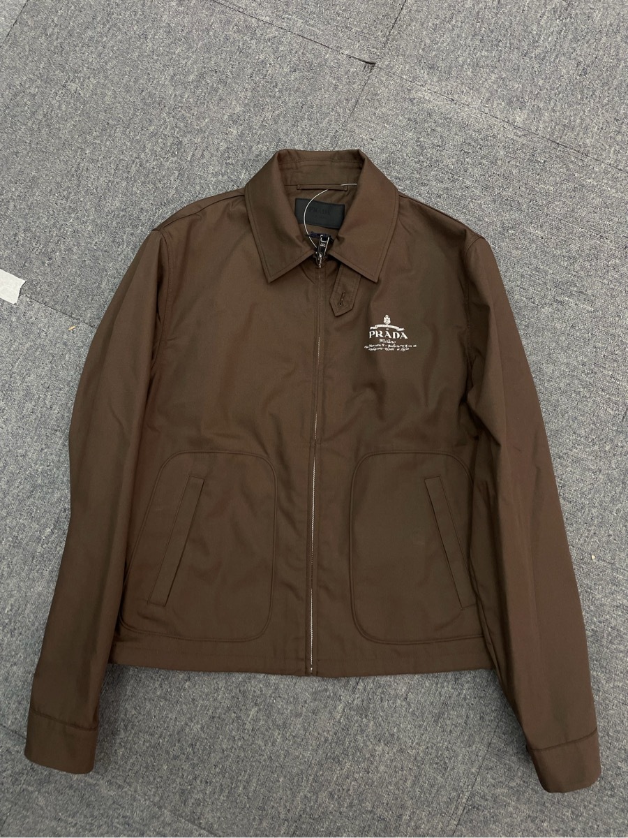 Prada Technical Cotton Zip-up Blouson Jacket In Green