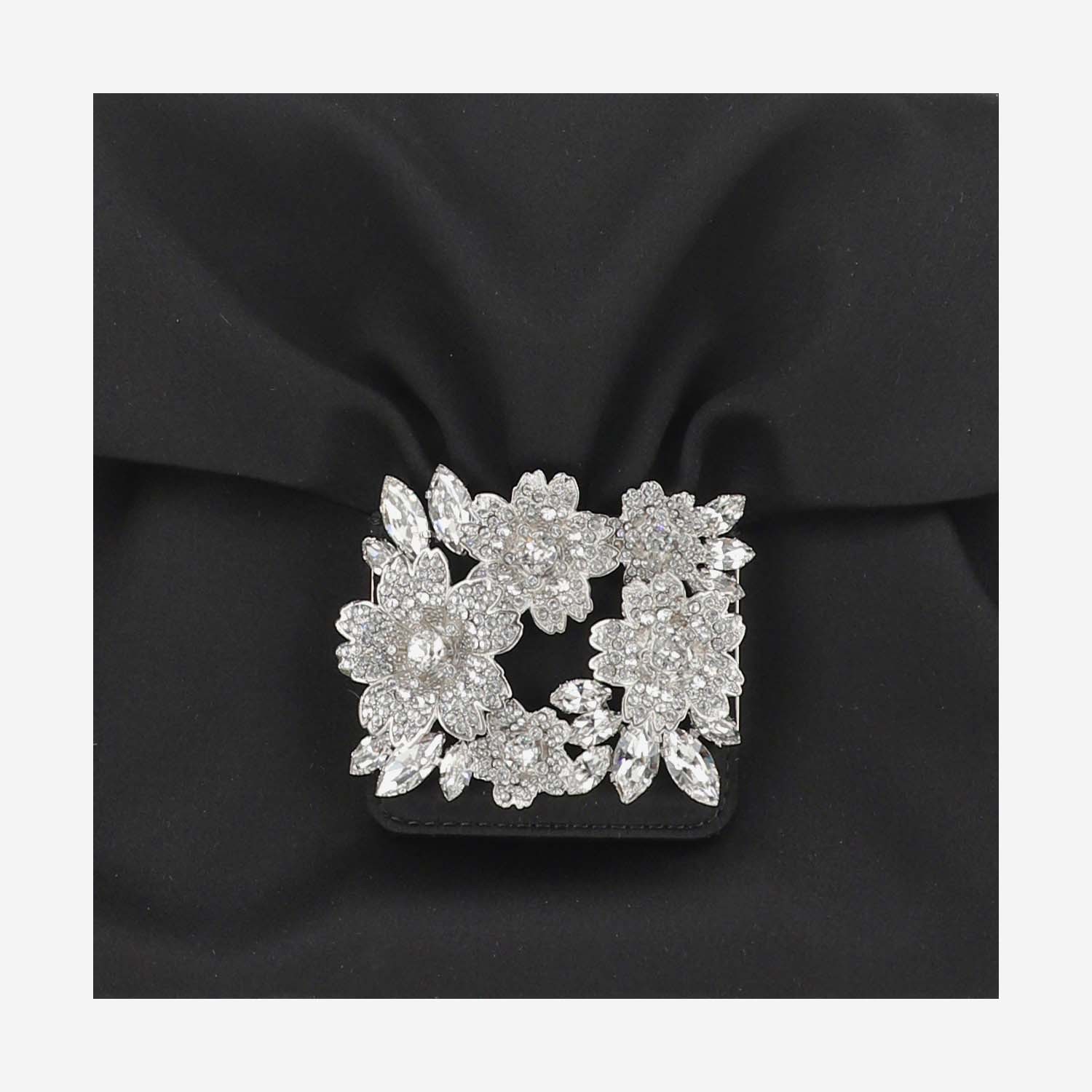 Roger Vivier Mini Drapé Ruched Buckle-detail Clutch Bag In Black