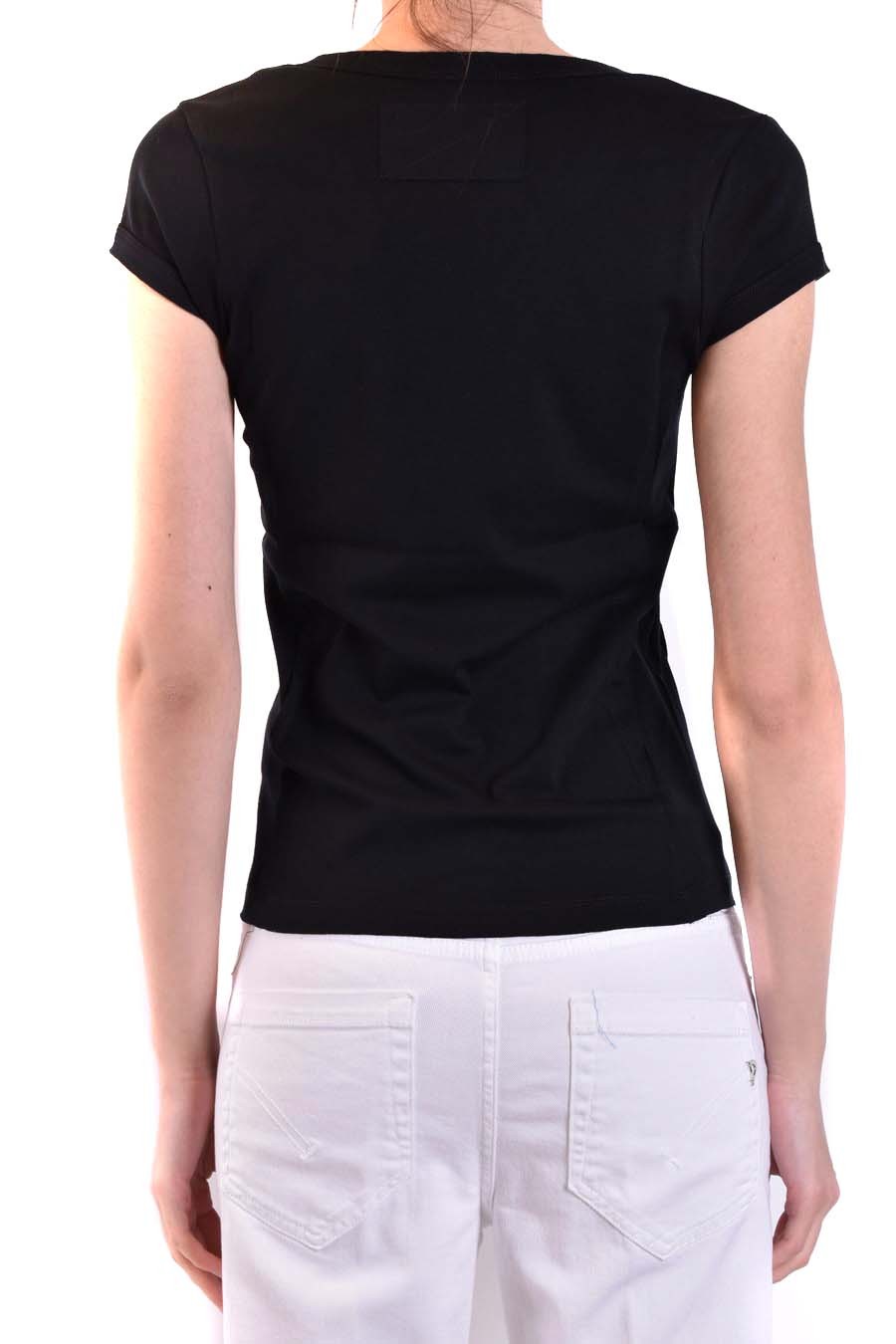 Dondup Short Sleeves V-neck Fitted Soft Fabric In Black