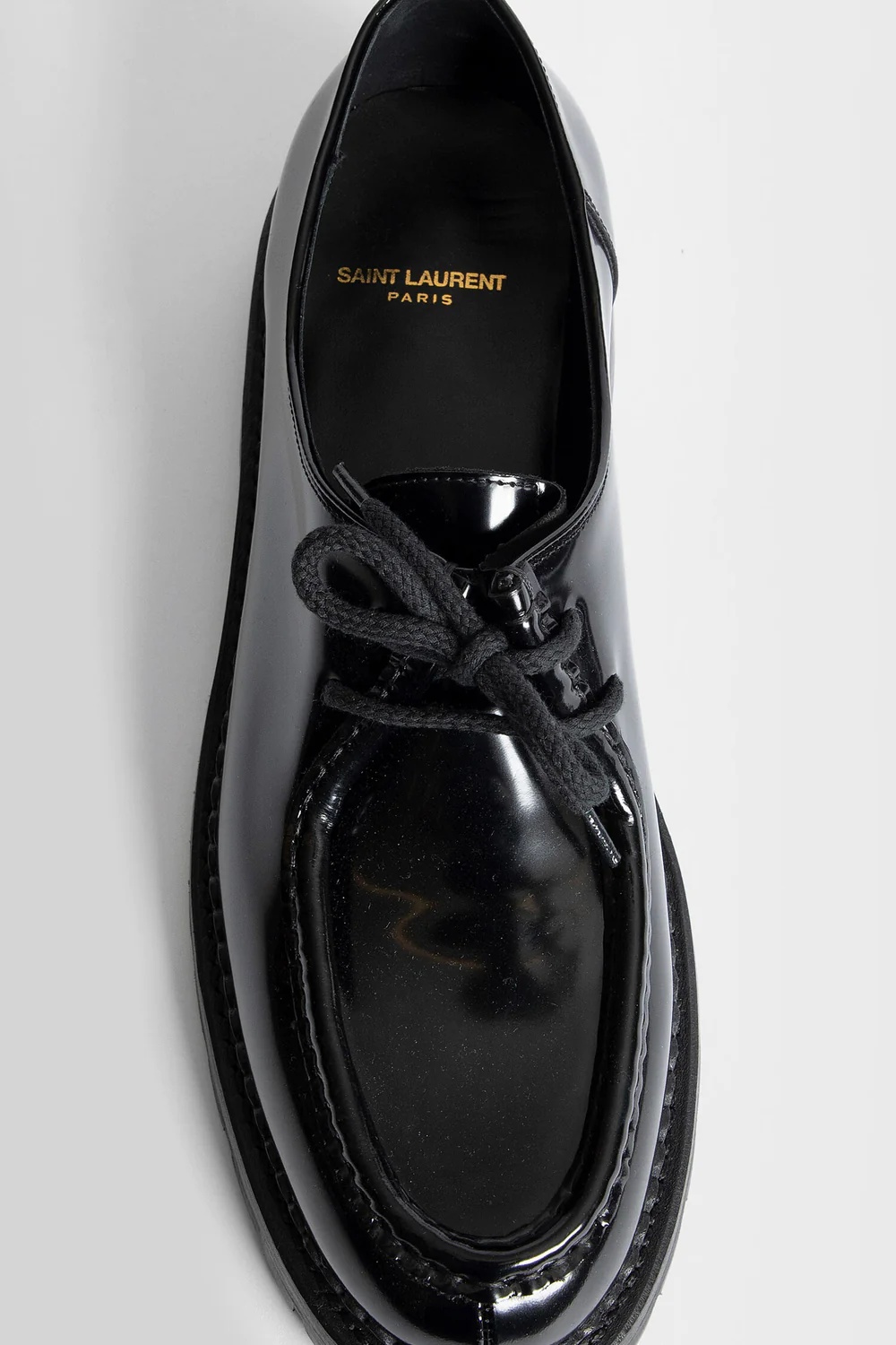 Saint Laurent Marbeuf Panelled Derby Shoes In Black