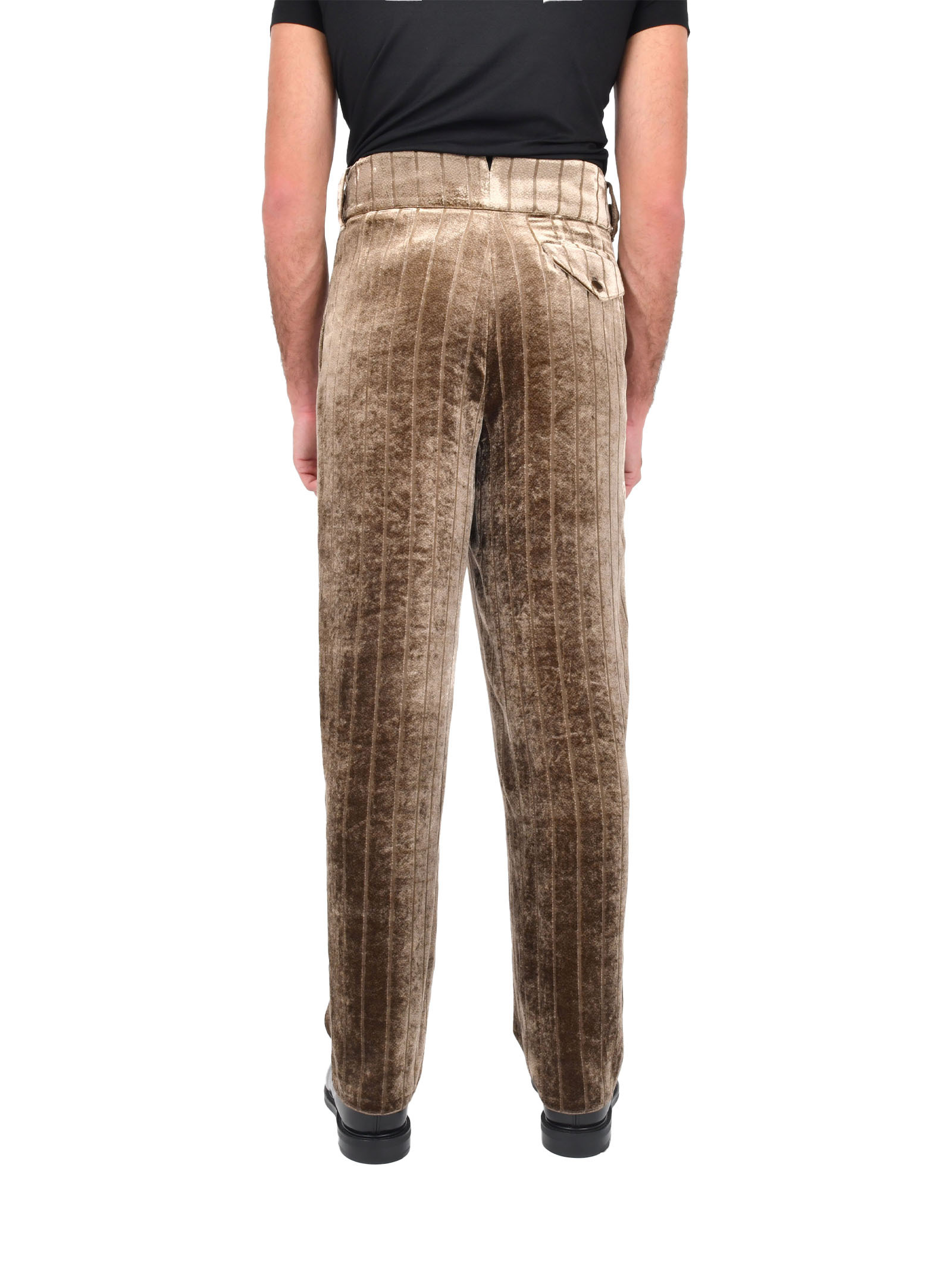 Emporio Armani High Waist Straight Leg Trousers In Brown