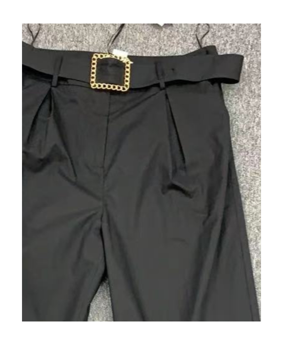 EDWARD ACHOUR PARIS BUCKLE BELT CASUAL PANTS