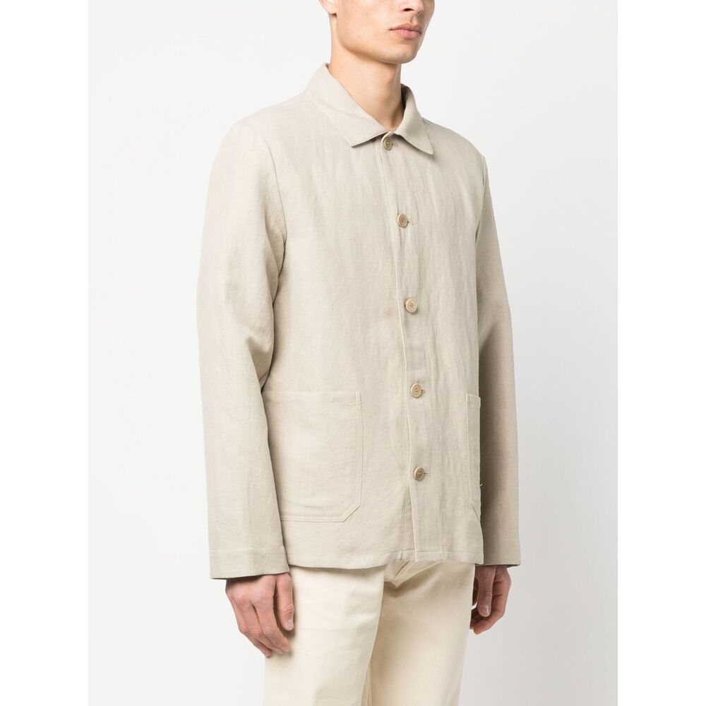 Apc Kerlouan Beige Jacket With Classic Collar And Front Button Closure In Cotton Man In White