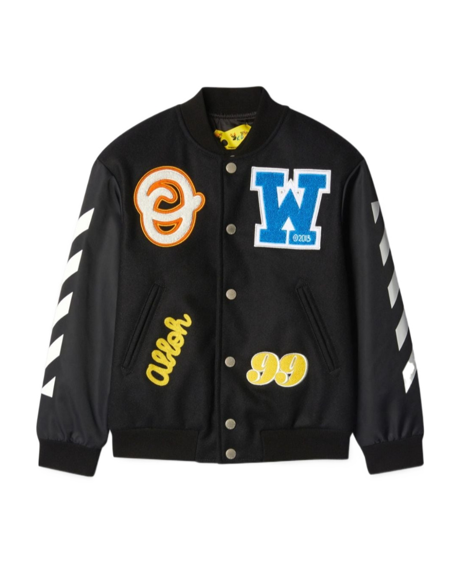 Off-white Patch-detail Side-stripe Bomber Jacket In Black