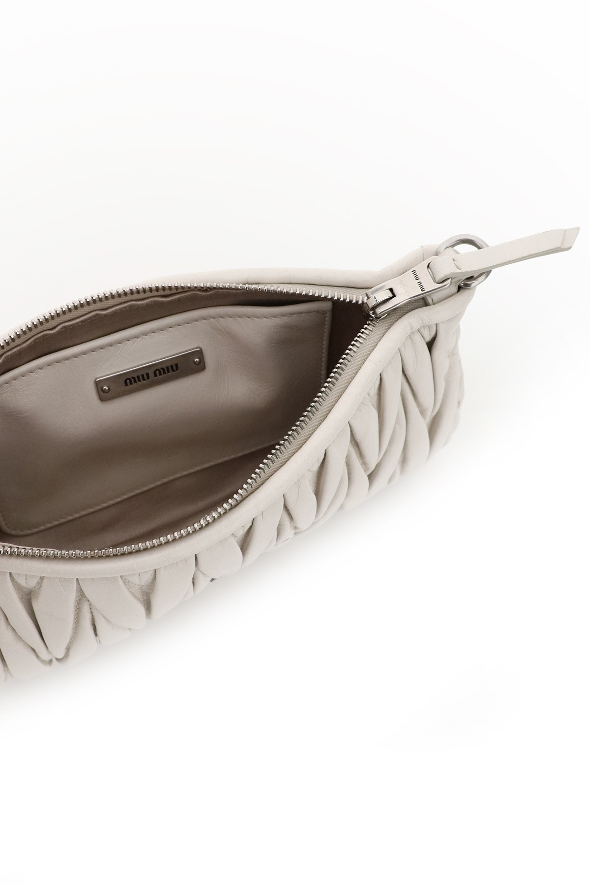 Miu Miu Quilted Matelassé Clutch Bag In White