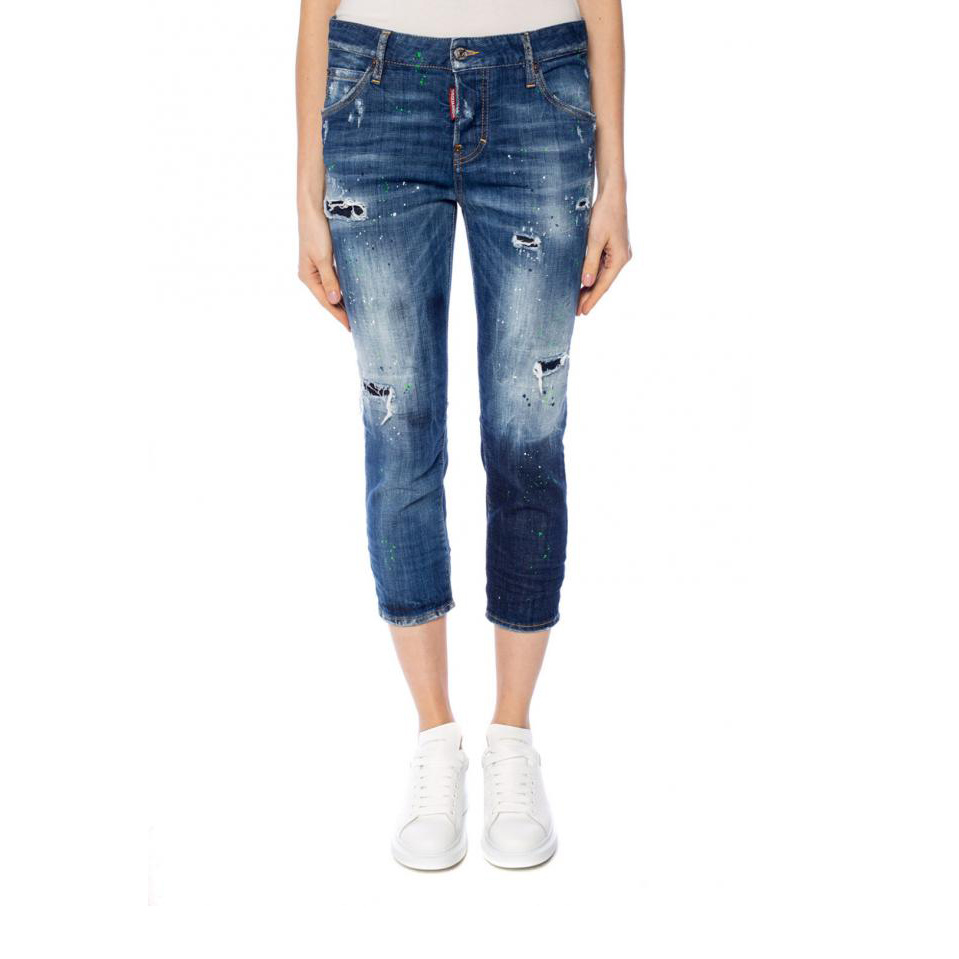 Dsquared2 Ripped Skinny Crop Jeans In Blue