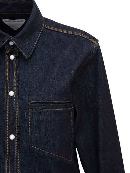 Bottega Veneta Welt-pocket Denim Shirt In Black
