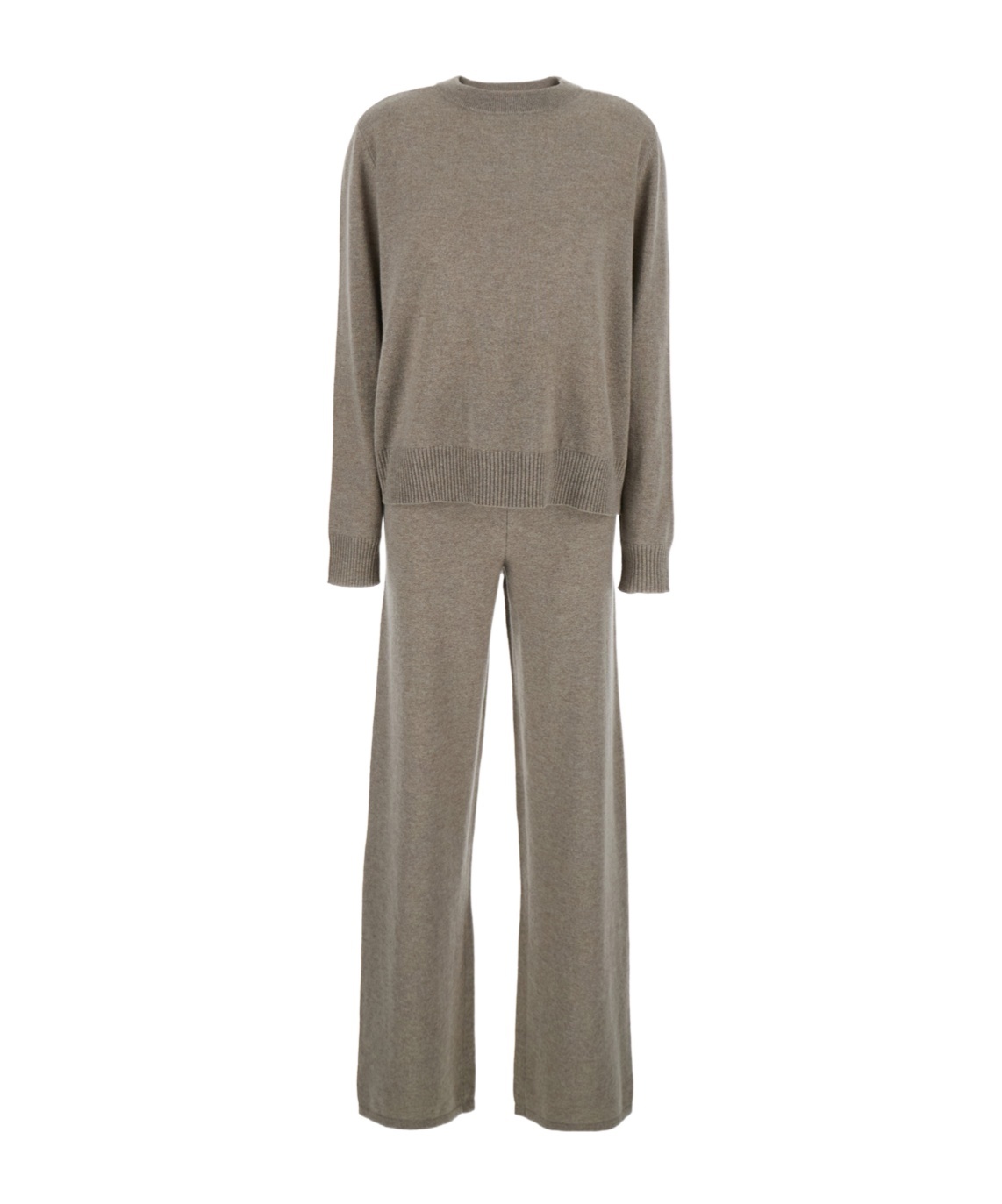 Soft Goat Long-sleeved Sweater And Pants Set In Brown