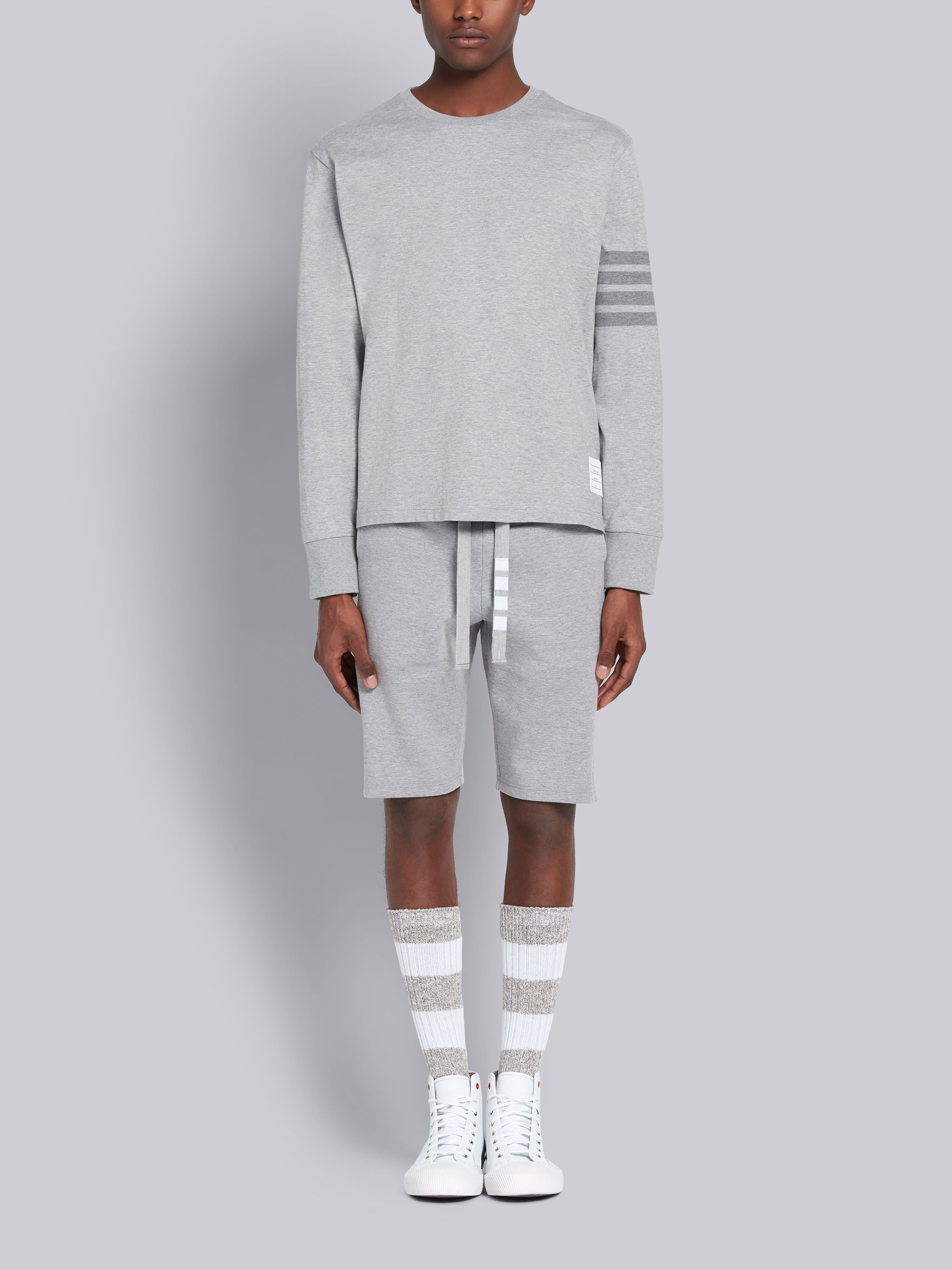 Thom Browne 4-bar Long-sleeve T-shirt In Gray