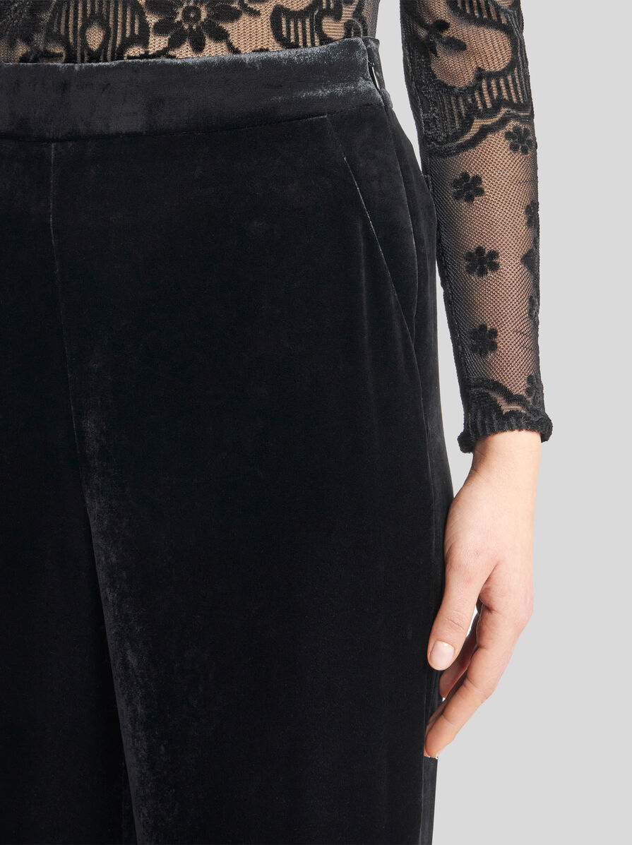 Etro , Velvet Palazzo Trousers, Woman, Black, Size 46 In Black