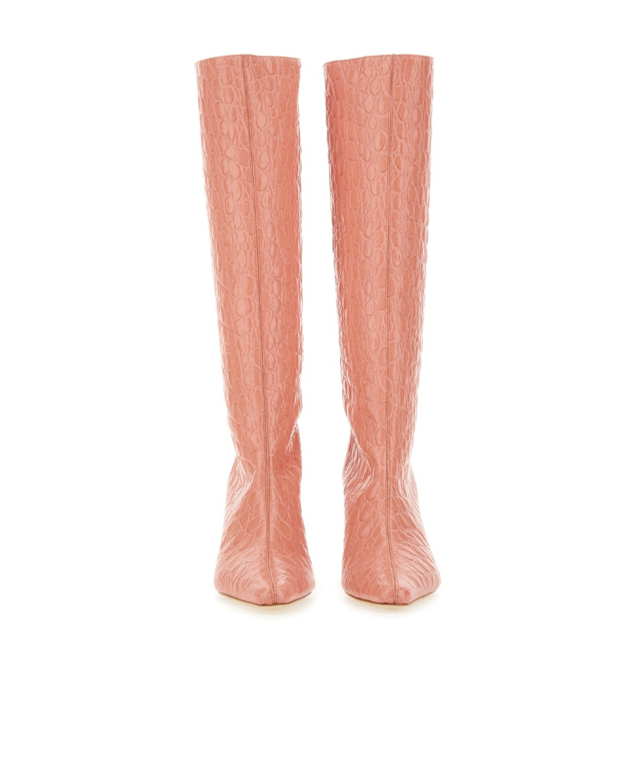 By Far Crocodile-effect Pointed-toe Boots In Pink