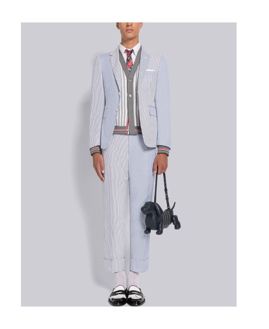 Thom Browne Seersucker Trousers In Gray