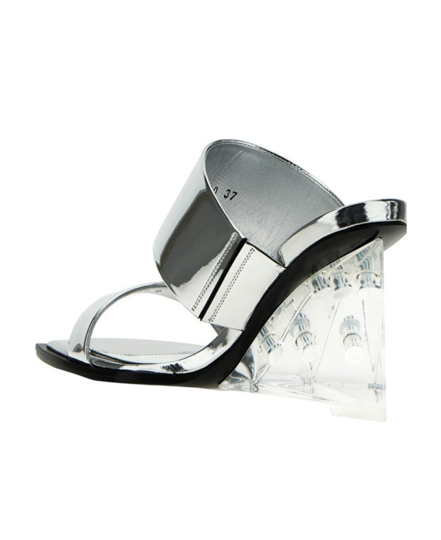 Alexander Mcqueen Square-toe Wedge-platform Sandals In White