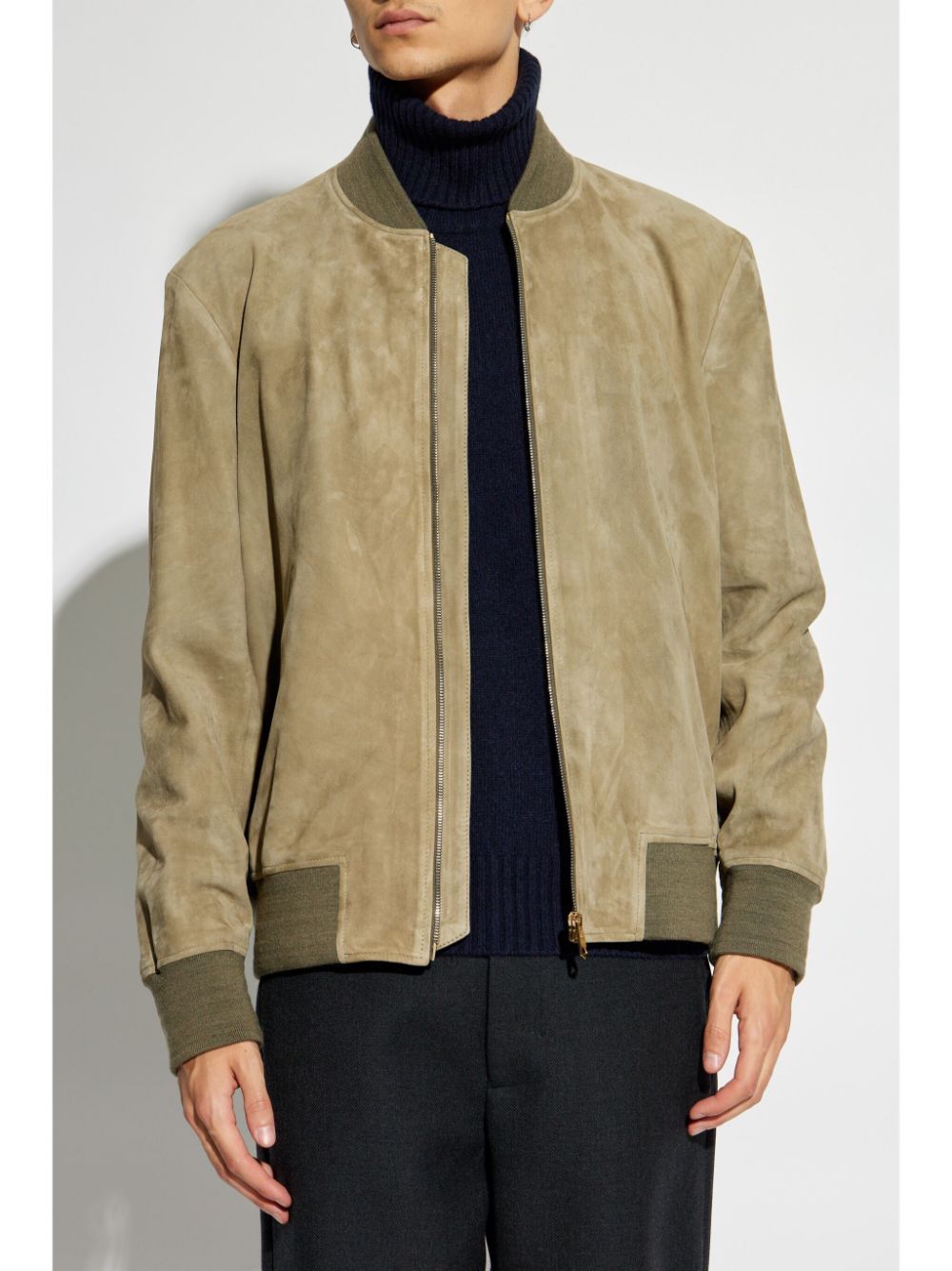 Paul Smith Suede Bomber Jacket In Nude