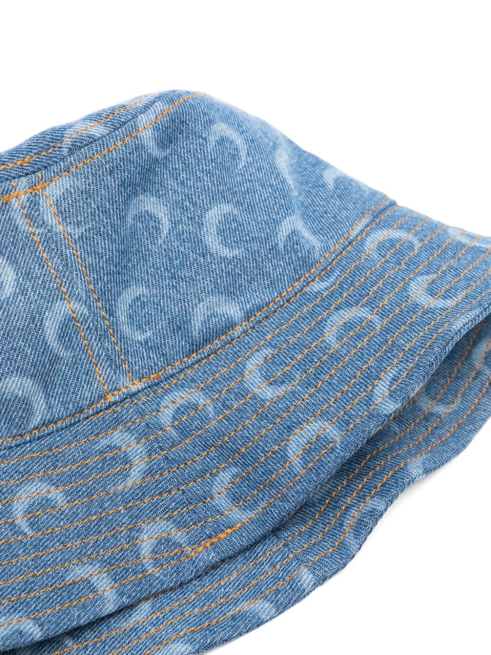 Marine Serre Moon Laser Print Denim Bucket Hat In Blue