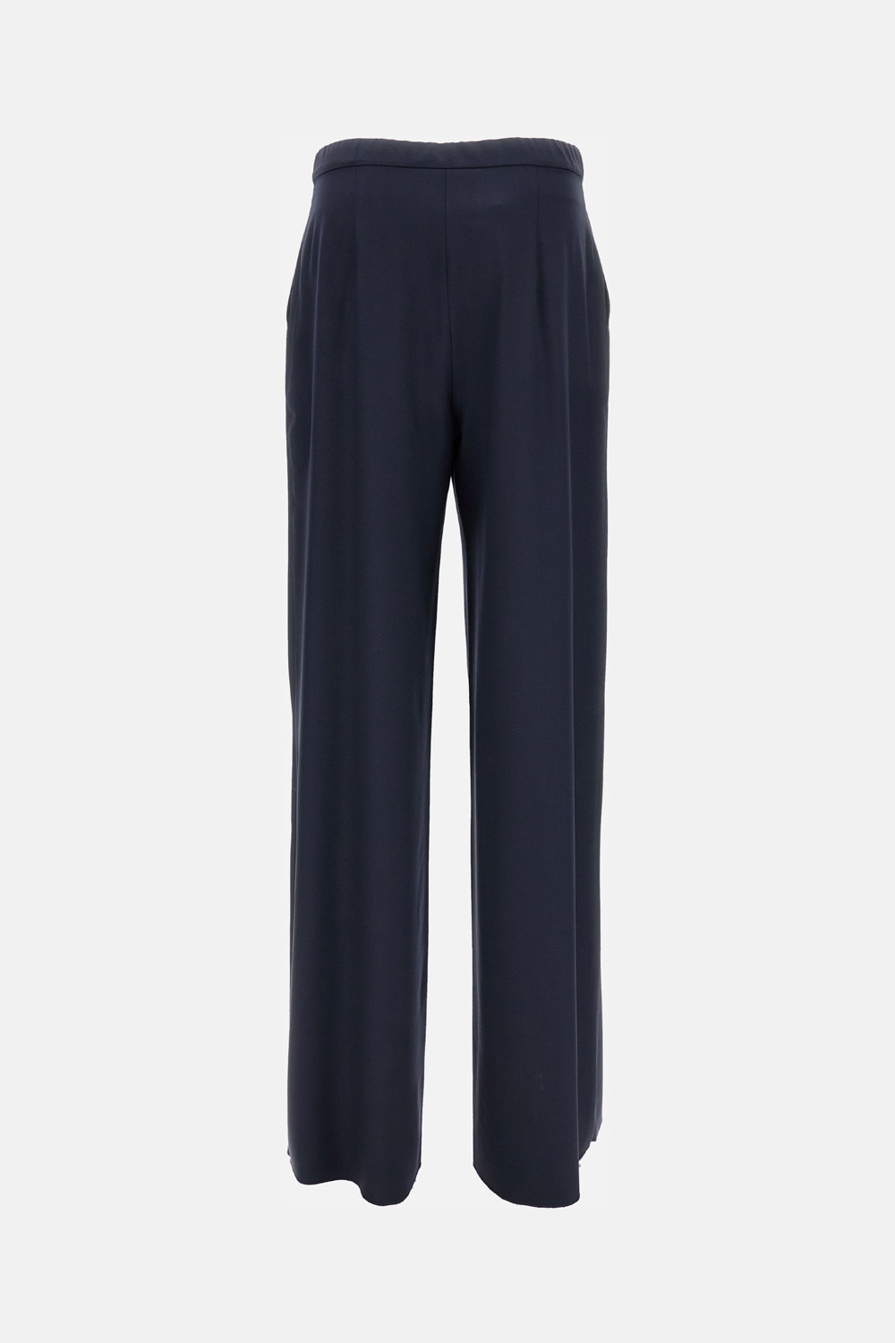 Max Mara Dark Blue Solid Relaxed Fit Pants In Blue