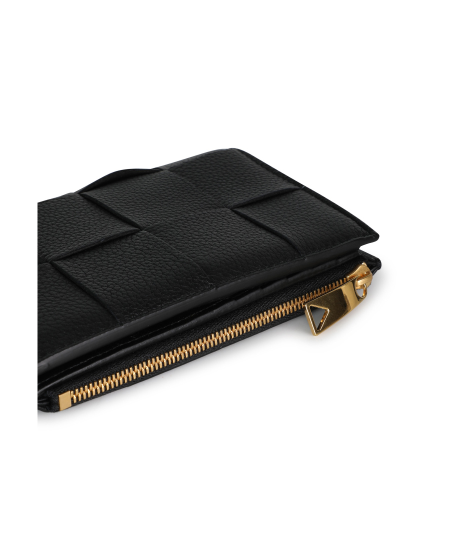 Bottega Veneta Intrecciato Bi-fold Leather Wallet In Black