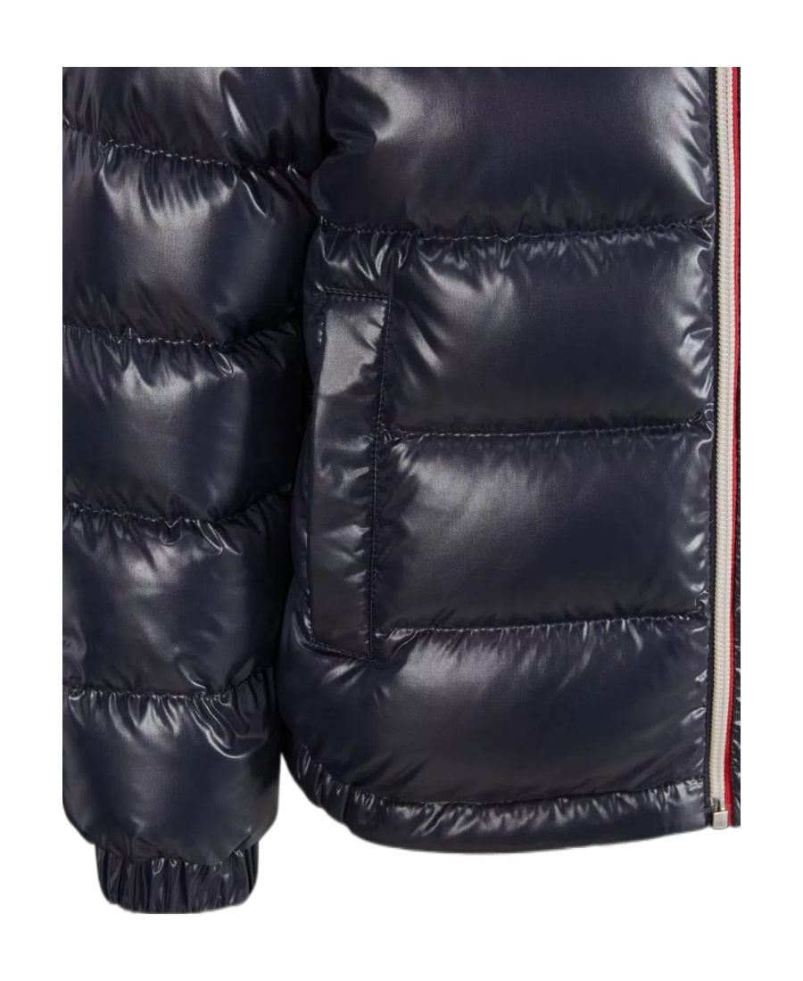 Moncler Enfant Logo Patch Padded Down Jacket In Blue