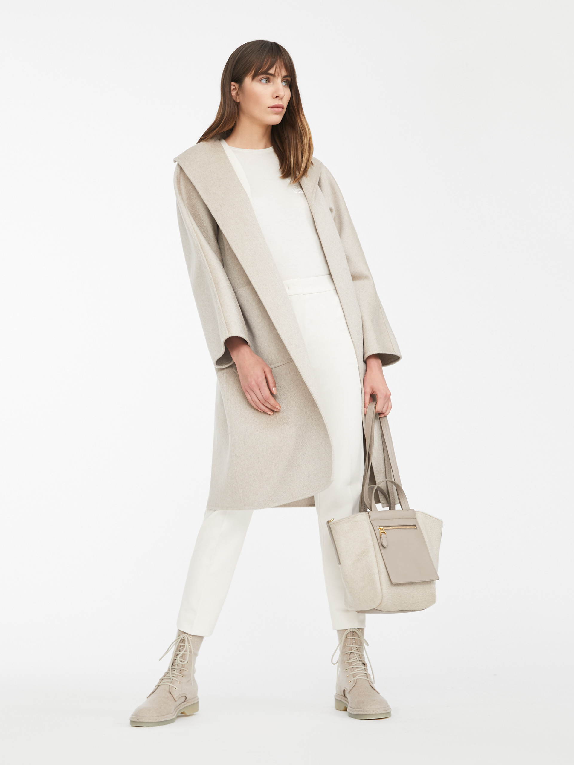 Shop Max Mara Lilia Belted Long-sleeved Coat In Nude