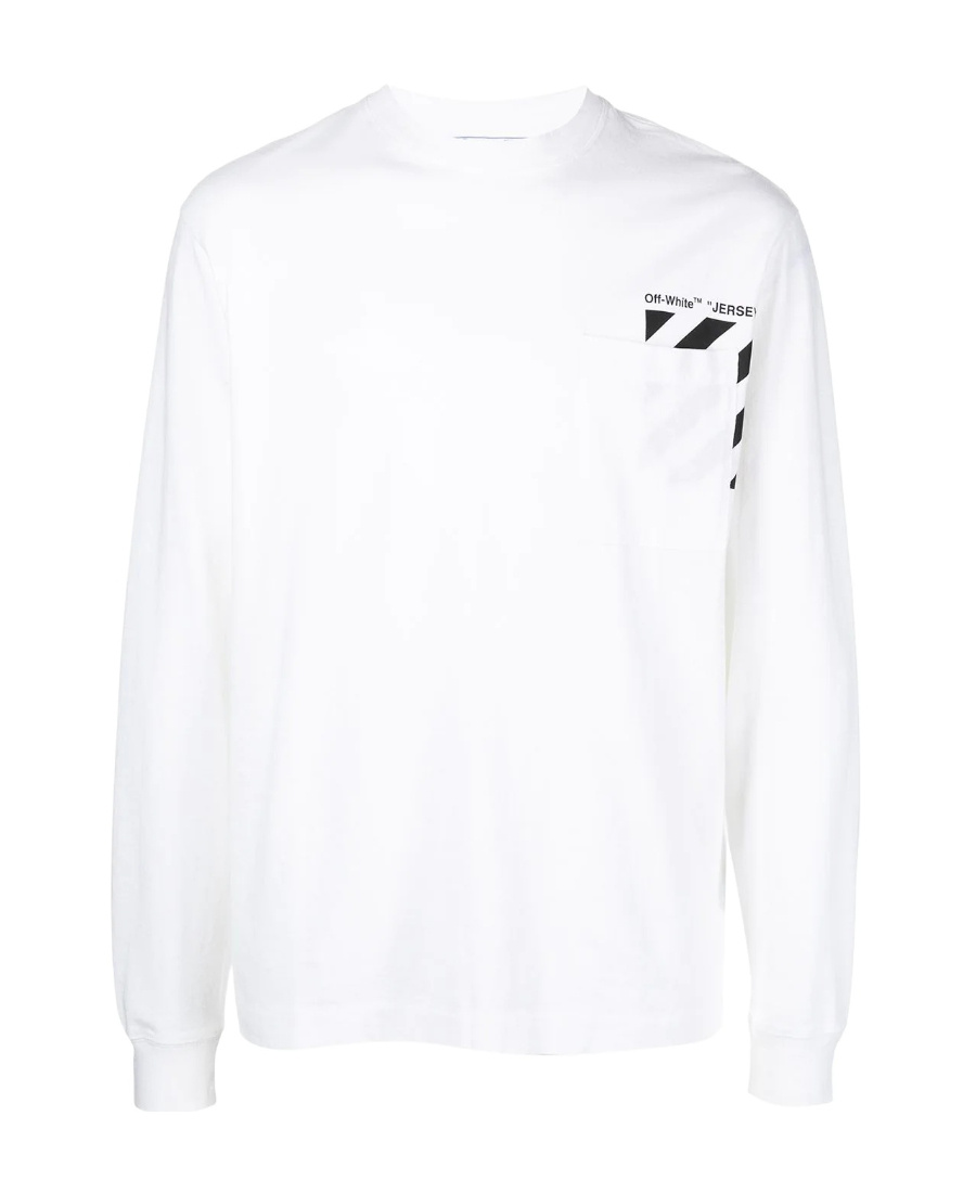 Off-white Diag-stripe Print Long-sleeved T-shirt In White