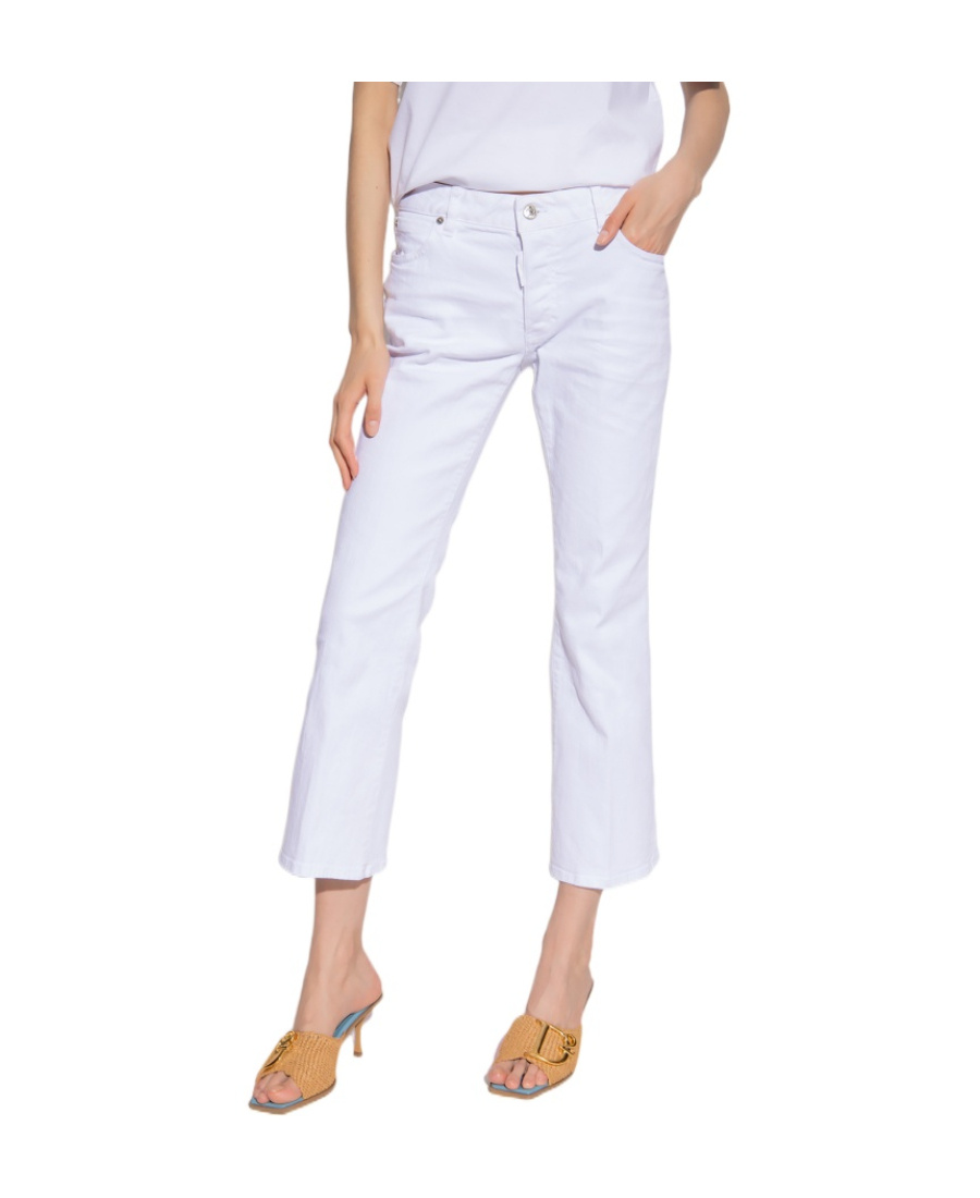 Dsquared2 'wide Leg Cropped' Jeans In White