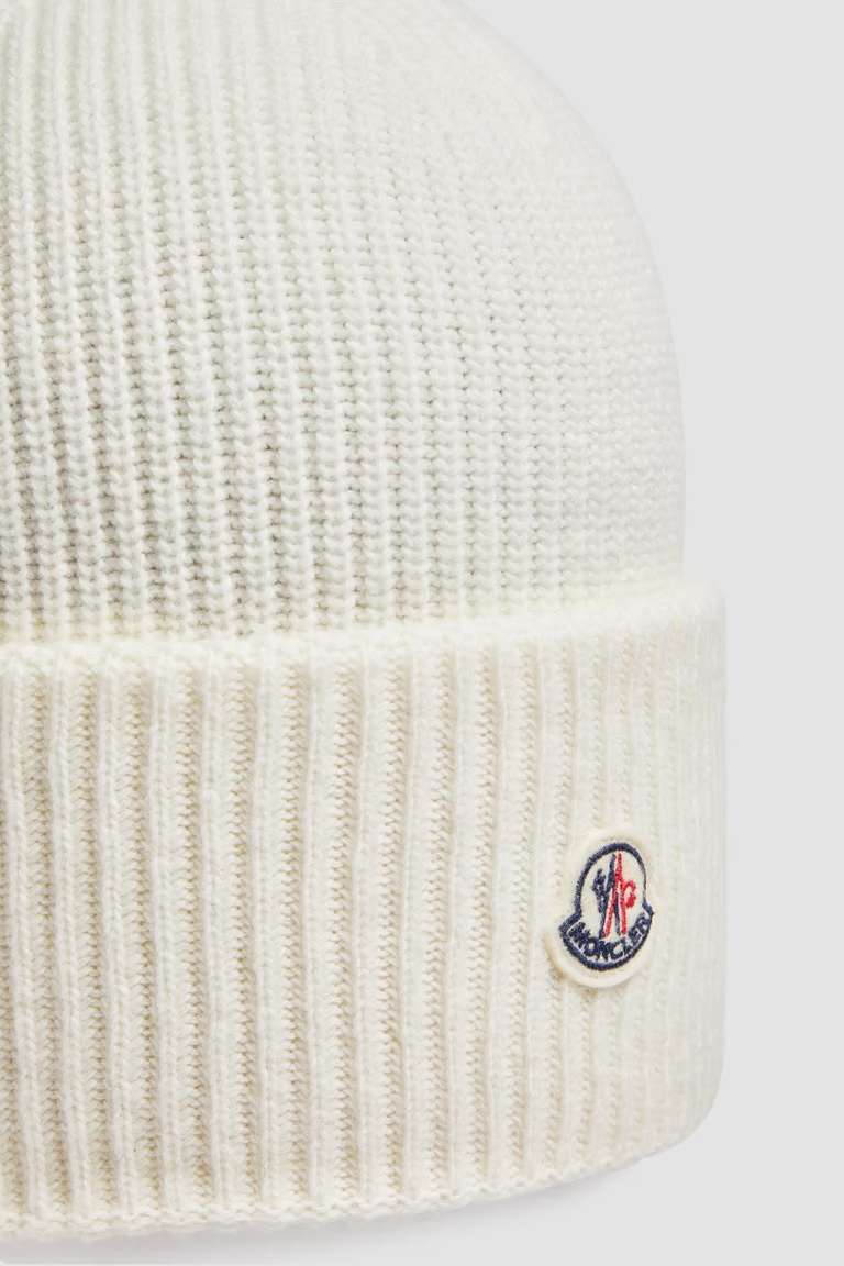 Moncler Wool Beanie In White