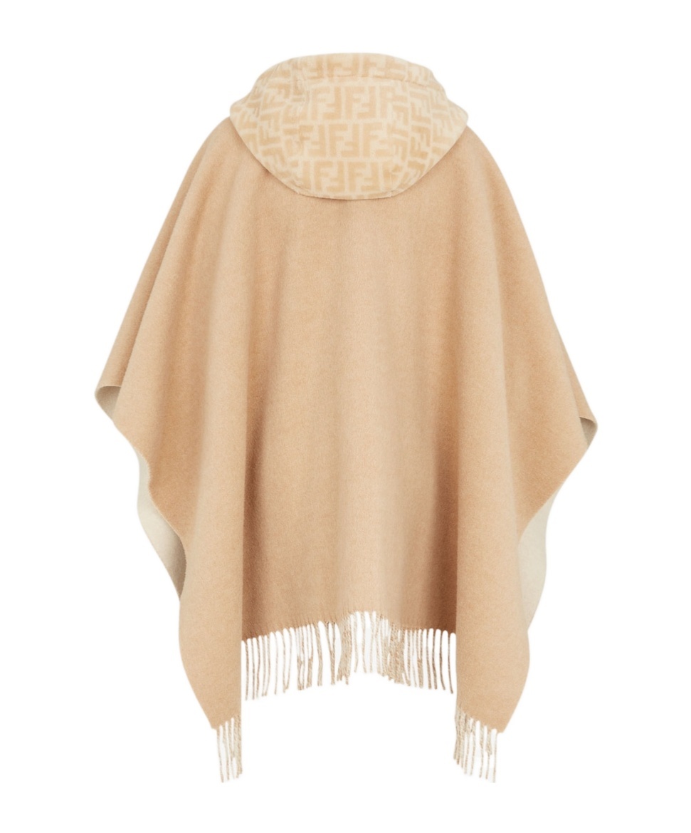 Fendi Beige Wool And Cashmere Poncho In Nude