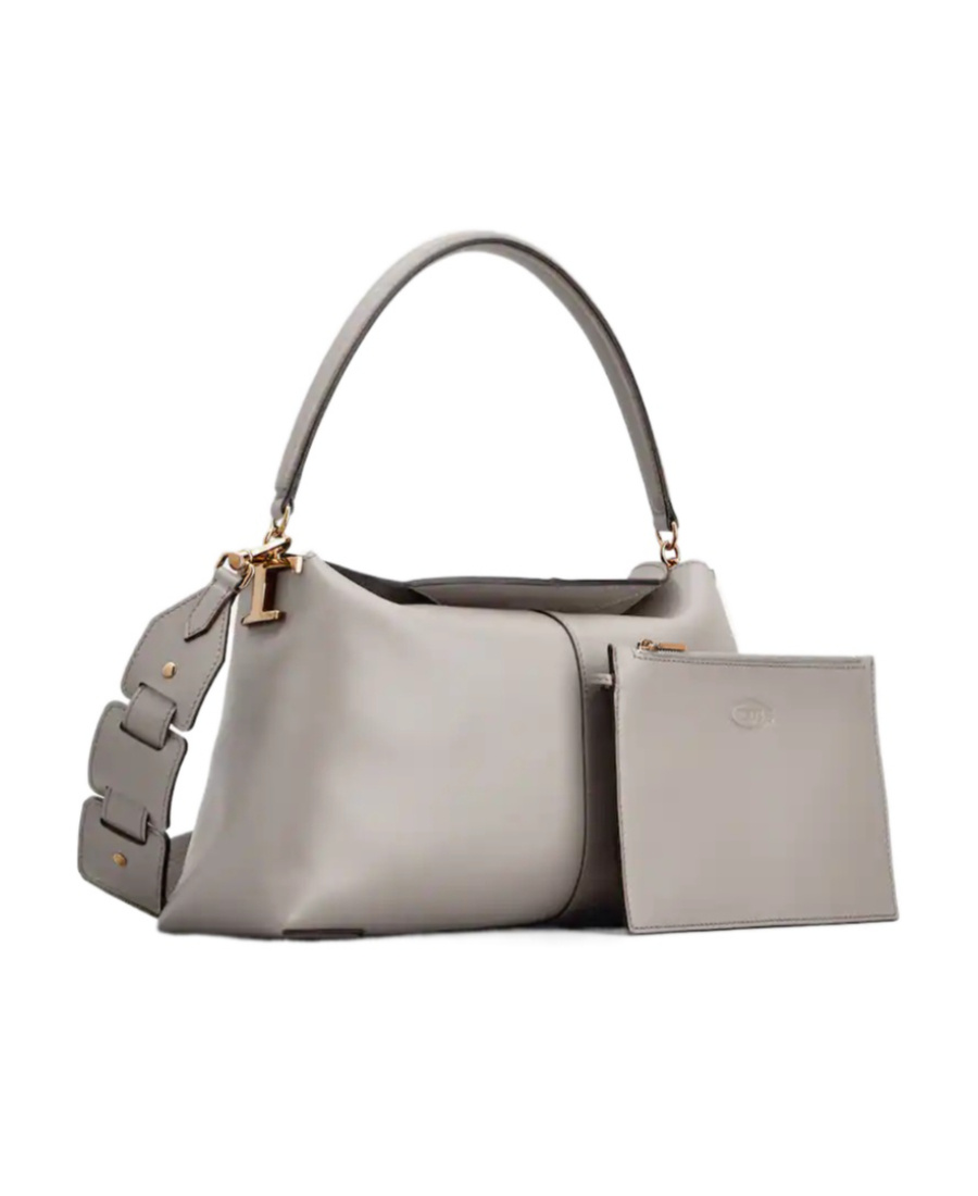 Tod's Fold-over Flap Leather Messenger Bag In Gray