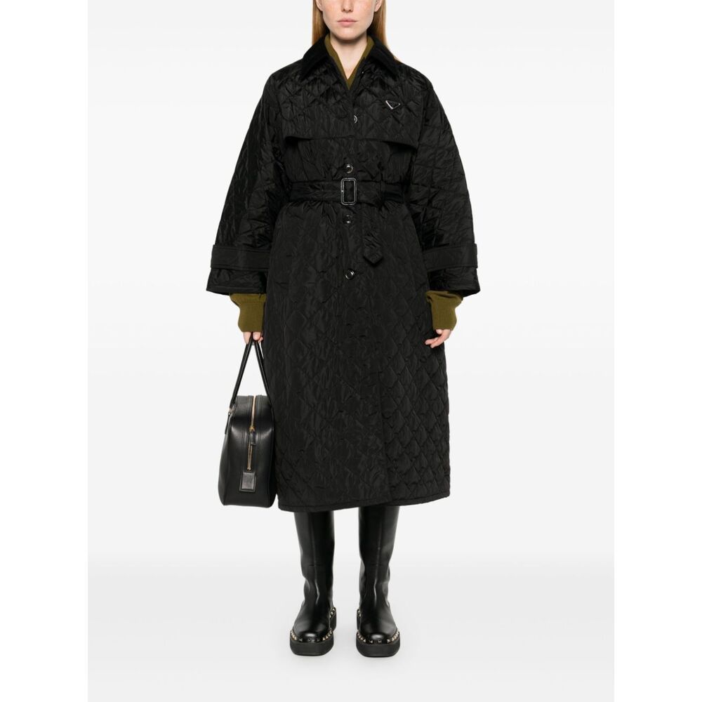 Prada Enamel Triangle-logo Parka In Black