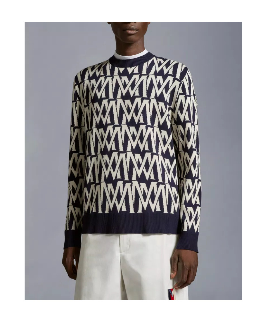 Shop Moncler Monogram Jacquard Jumper In Black