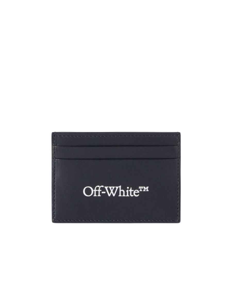 Off-white Bookish Logo-print Leather Cardholder In Black