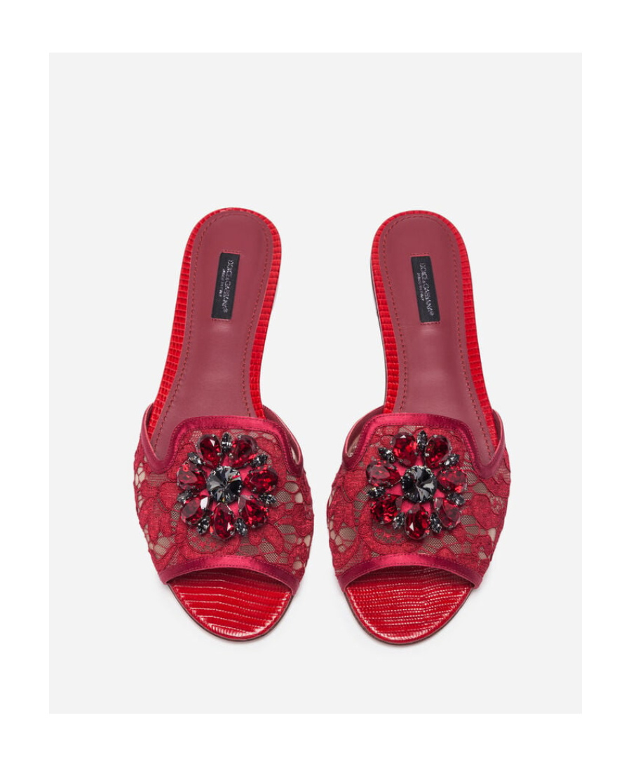 Dolce & Gabbana Bianca Gemstone Cluster Sandals In Multicolor