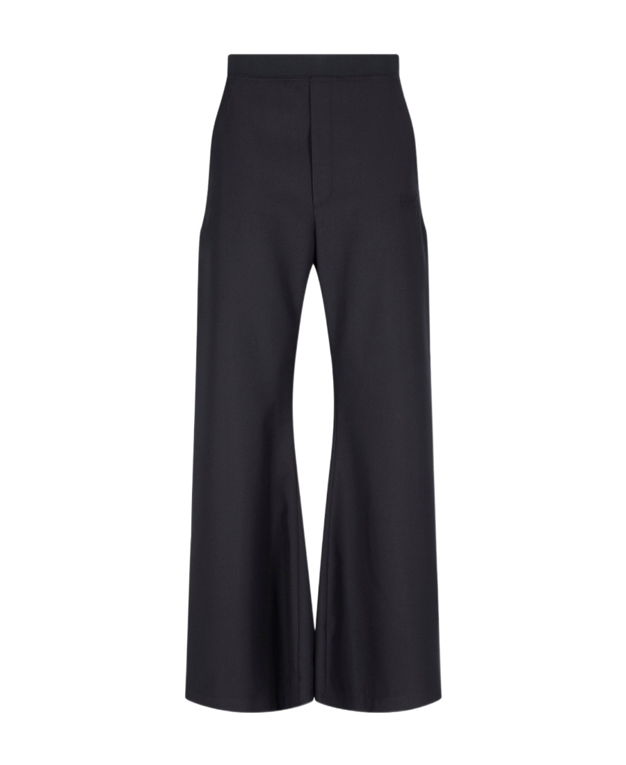 Mm6 Maison Margiela Wide Leg High Waist Trousers With Pleated Front In Black