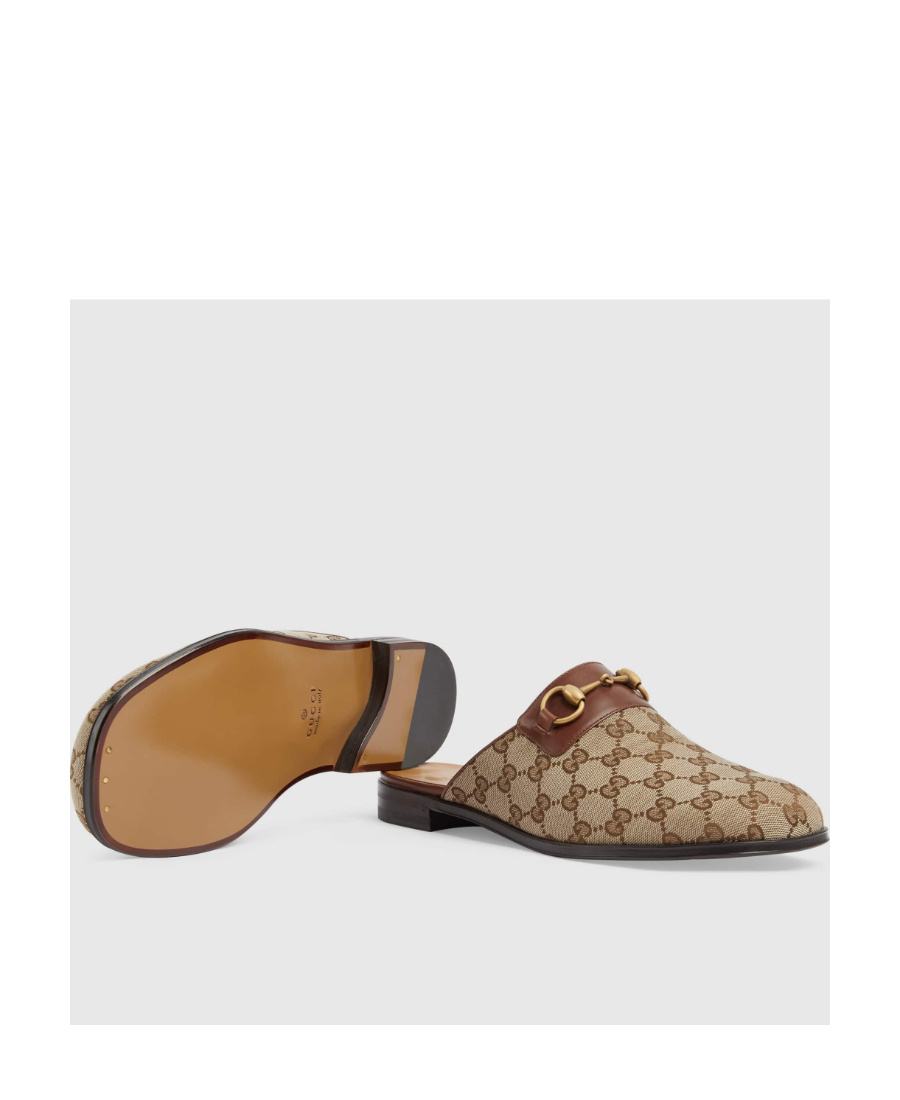 Gucci Monogram Canvas Slippers In Brown