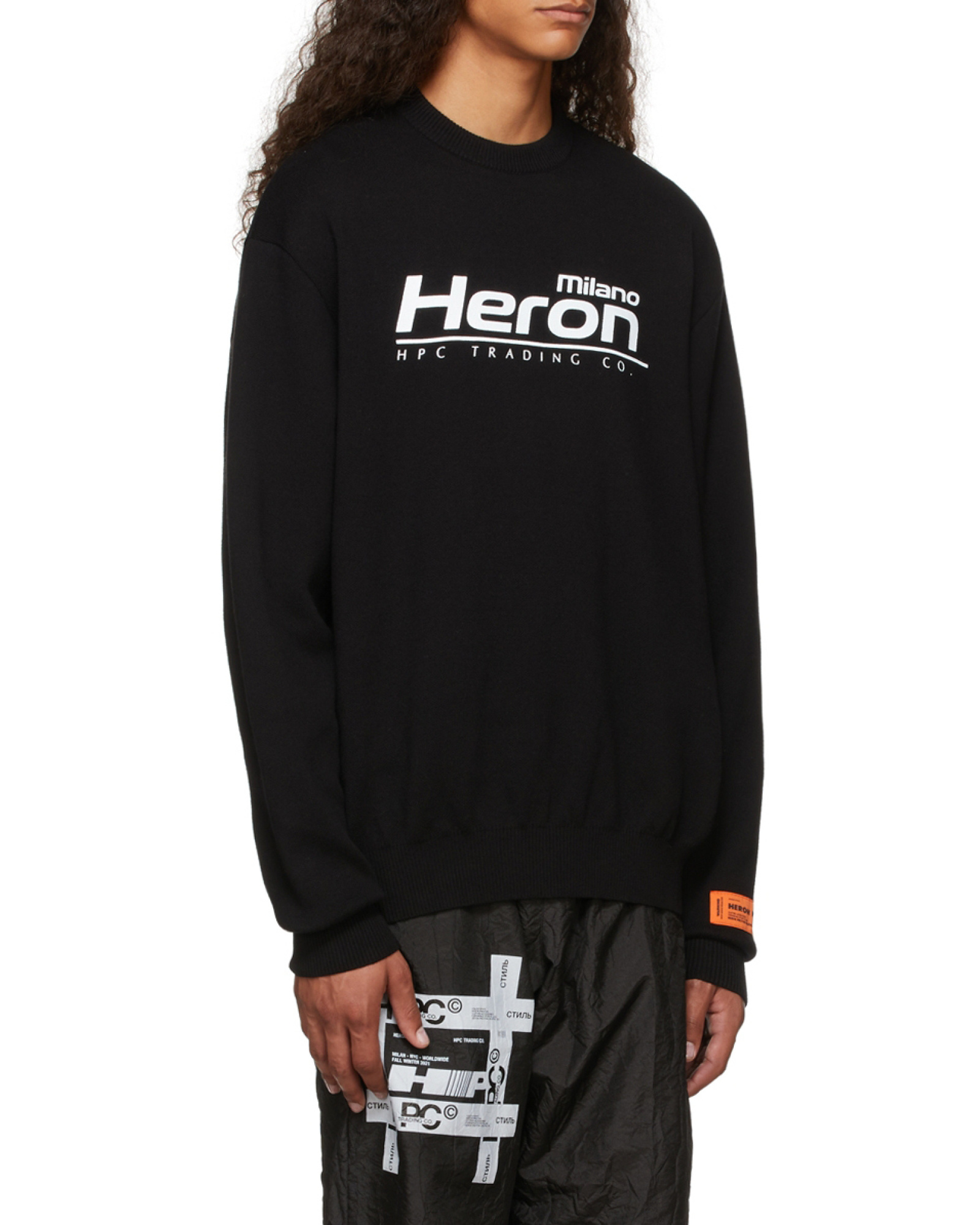 Heron Preston Logo Intarsia Cotton Knit Sweater In Black