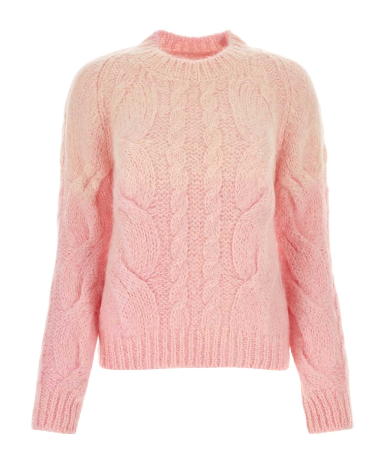 Maison Margiela Cable Knit Mohair Blend Sweater In Pink