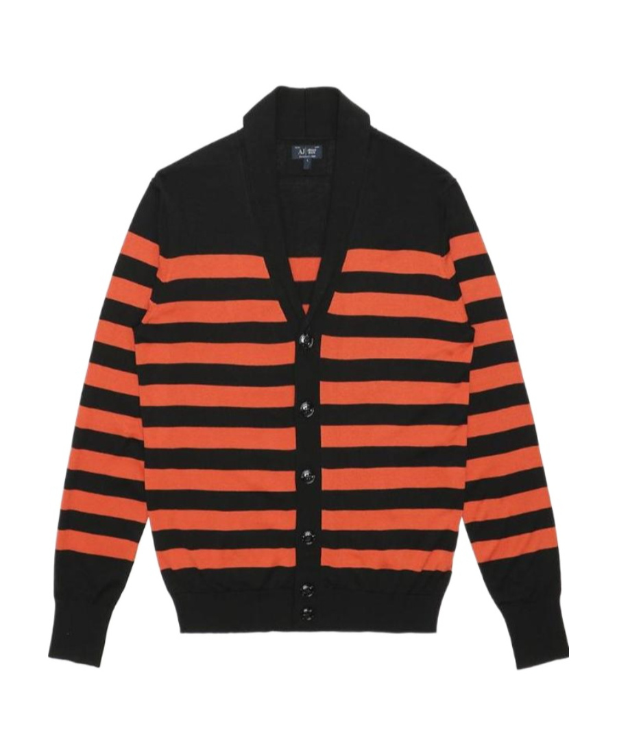 ARMANI JEANS STRIPED KNITTED CARDIGAN