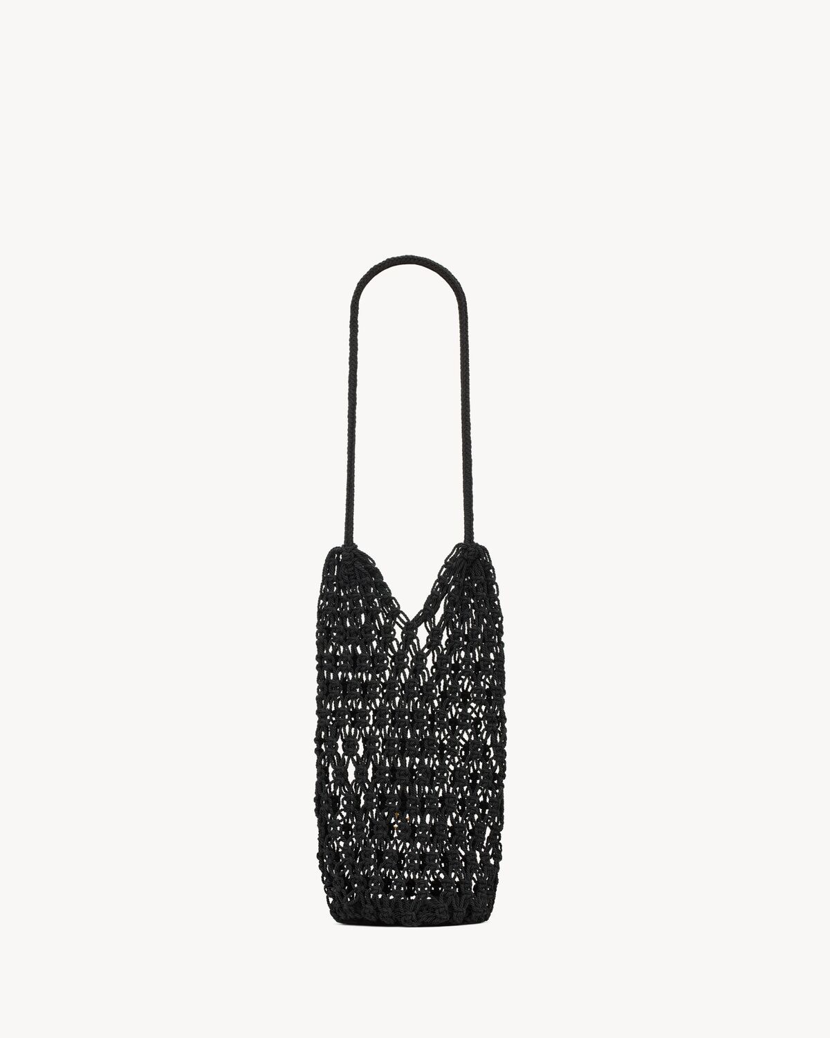 Saint Laurent Cassandre Large Tote In Crochet In Black