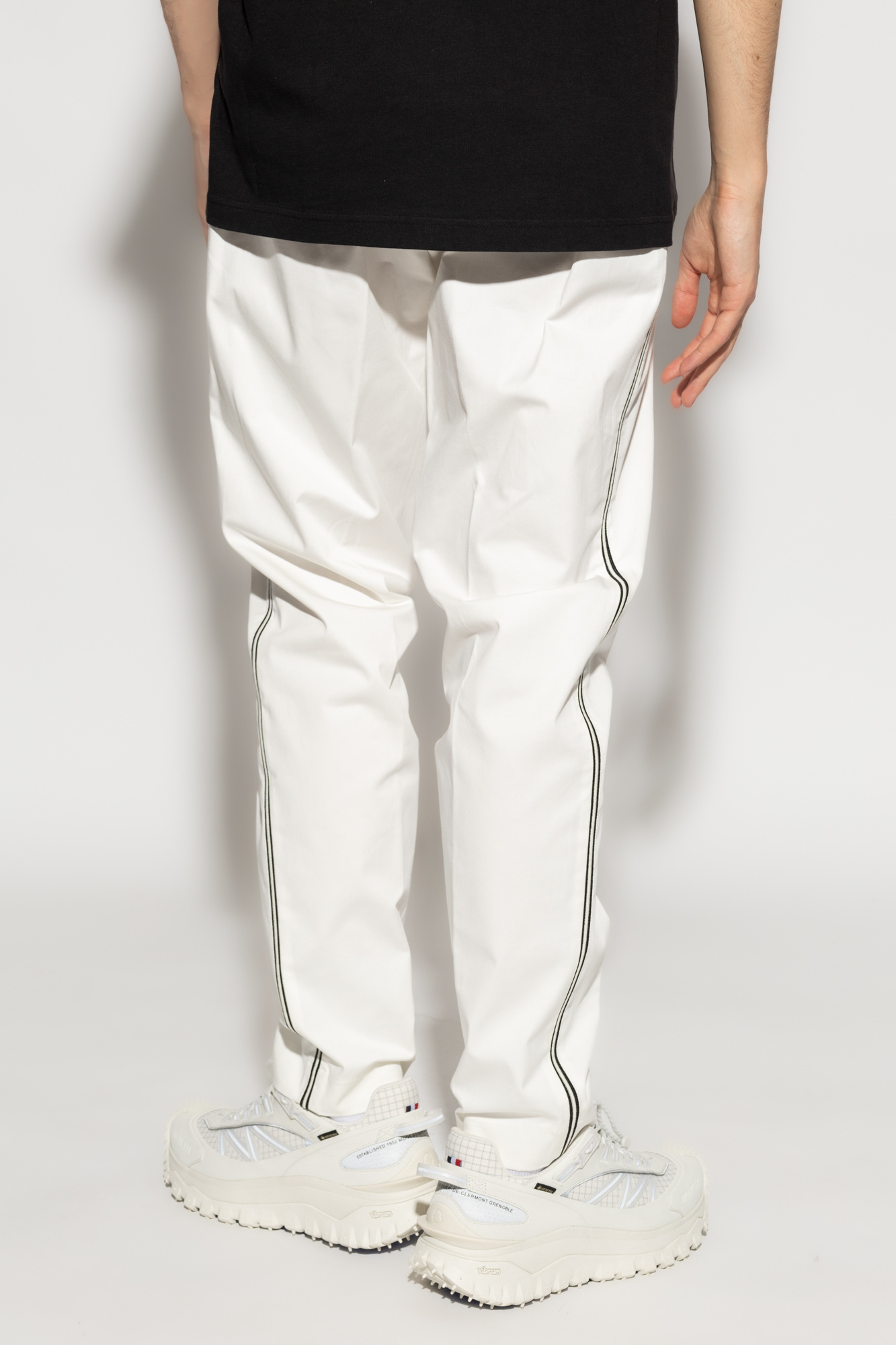 Moncler Logo-patch Tapered-leg Trousers In White