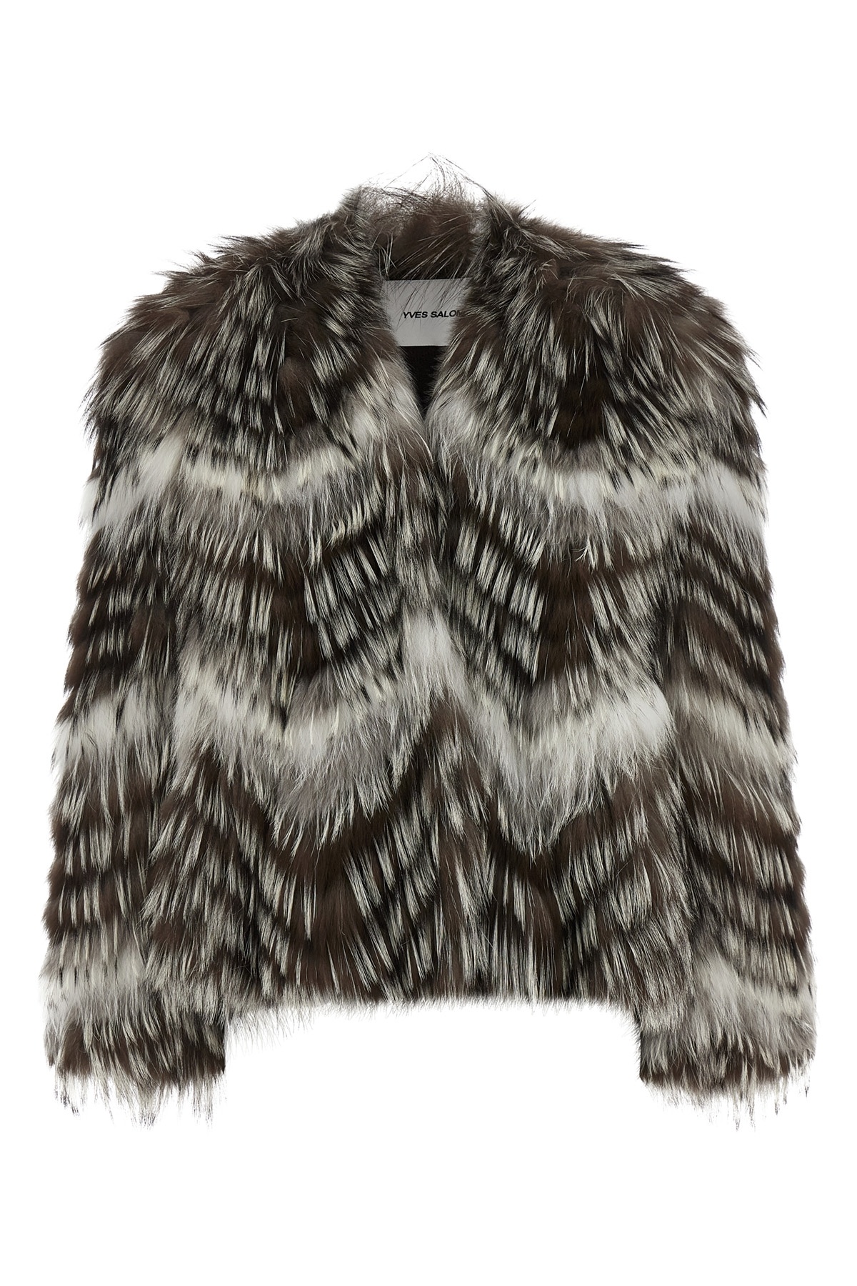 Yves Salomon Textured Faux Fur Jacket Belted In Gray