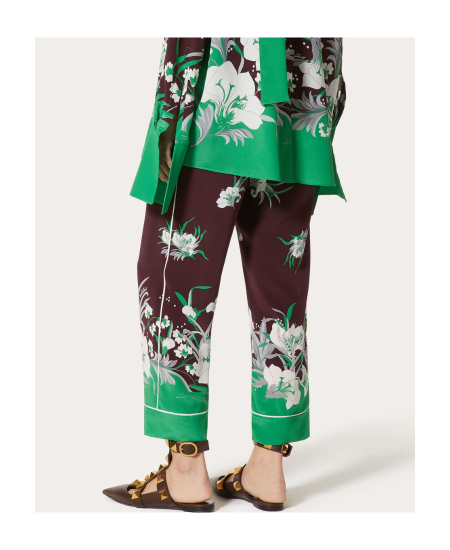 Valentino Floral Pattern Palazzo Trousers In Brown
