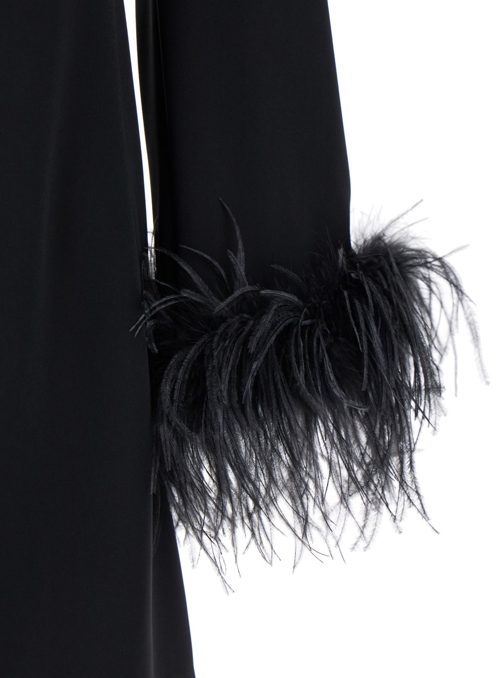 P.a.r.o.s.h Parosh Feather Trim Mini Dress With Elegant Silhouette And Keyhole Detail In Black
