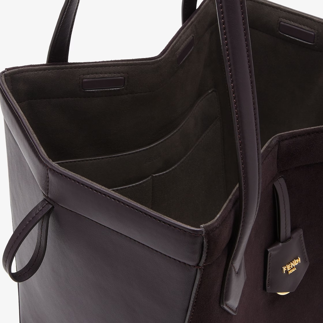 Shop Fendi Trasformable Dark Purple Suede And Leather Bag In Black