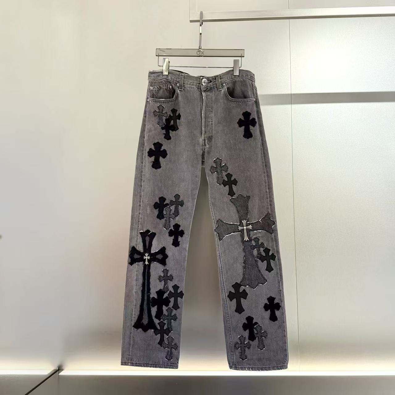 Chrome Hearts Jeans With Belt Loops In Gray