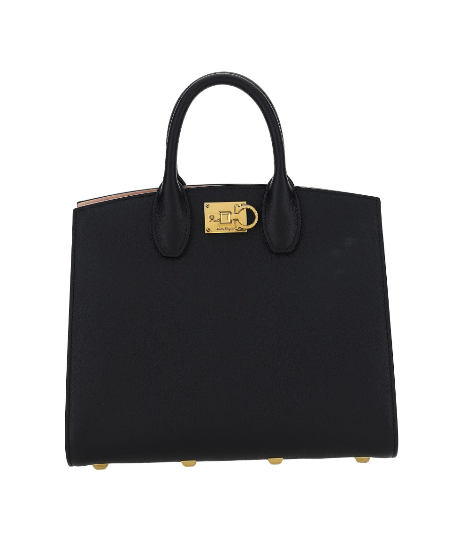 Ferragamo Studio Box Leather Shoulder Bag In Black