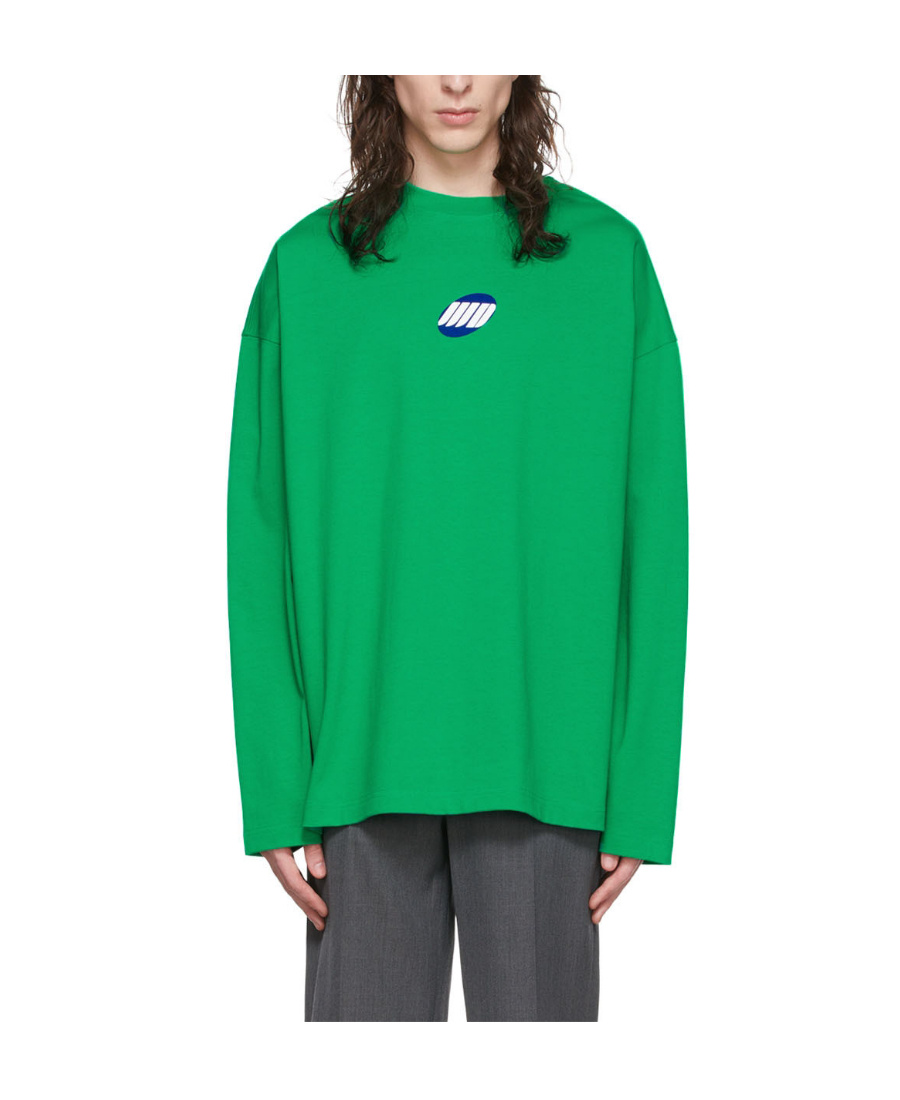 We11 Done Logo-print Long-sleeved T-shirt In Green