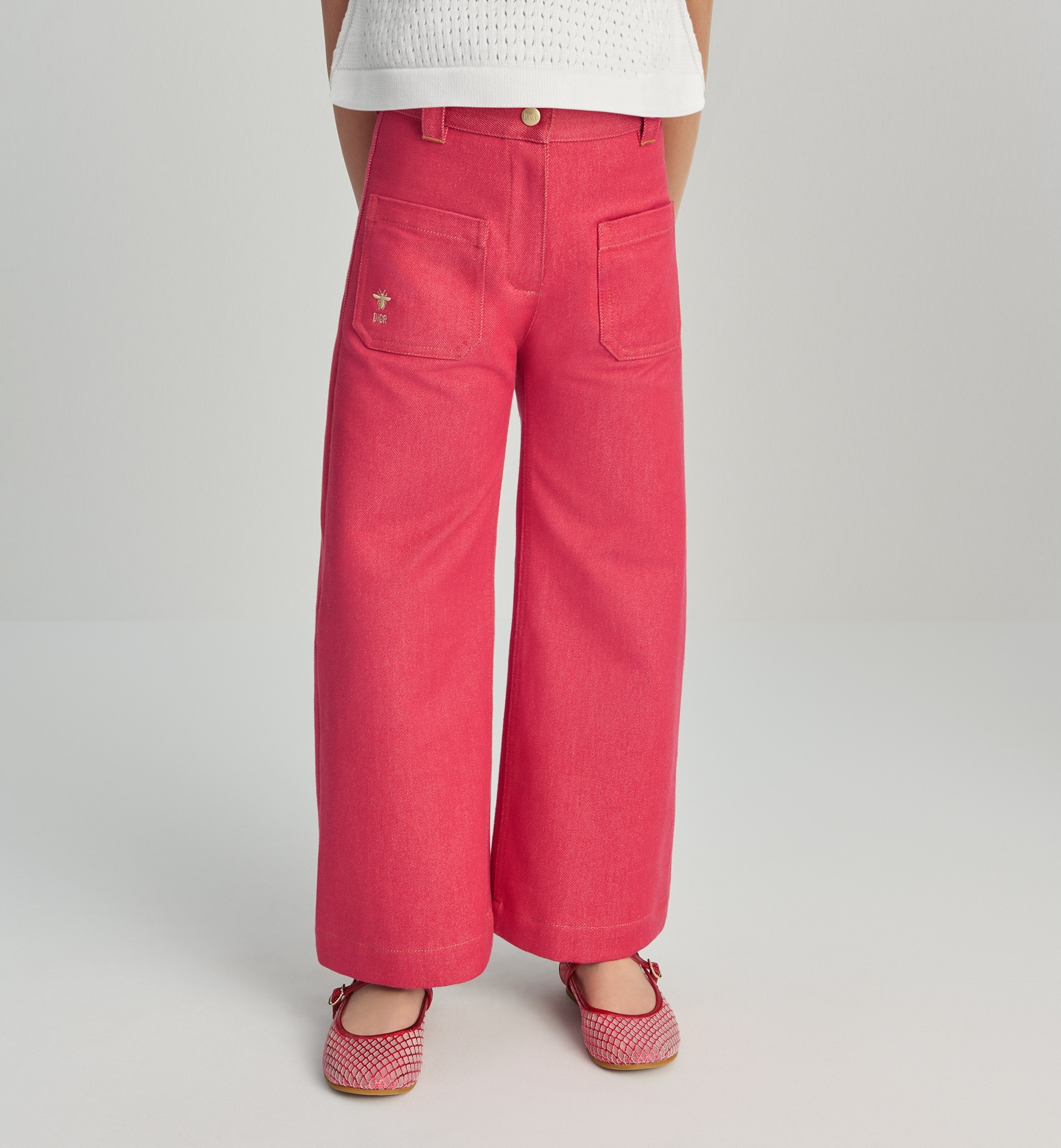 Shop Dior Kids' Loose-fitting Jeans In Stone Washed Raspberry Red