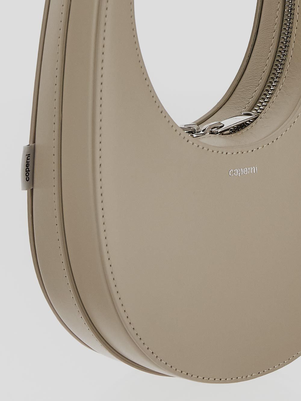Coperni 'mini Swipe' Beige Handbag With Embossed Logo In Denim Woman In Nude